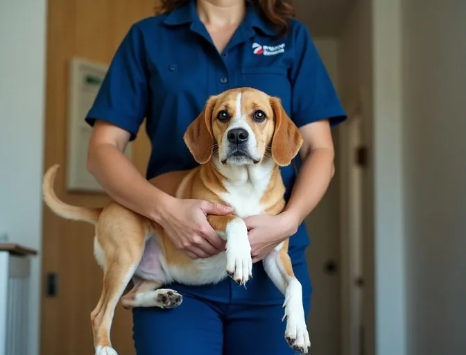 Technician respectfully transporting a deceased dog in Gardenvale